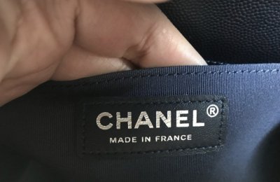 Chanel Boy 10 in Dark blue metallic caviar leather RSHW