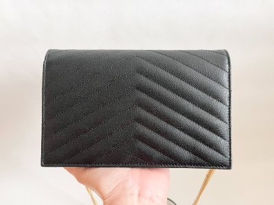 Saint Laurent Envelope Black Grained Leather GHW