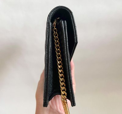 Saint Laurent Envelope Black Grained Leather GHW