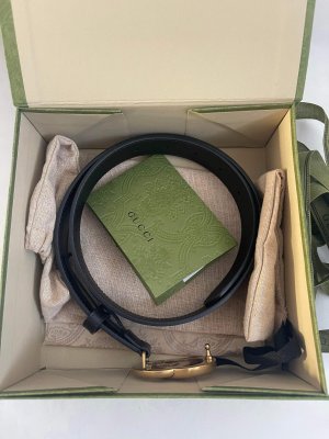 Gucci GG in Medium Black Leather Belt