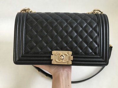 Chanel Boy 10 Black Caviar GHW