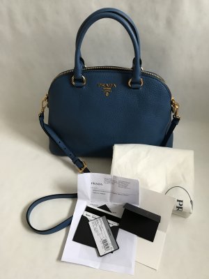 Prada Alma Leather Handbag in Blue Cobolt
