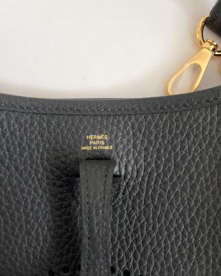 Hermes Mini Everlyn 16 in Black Leather and Gold Hardware