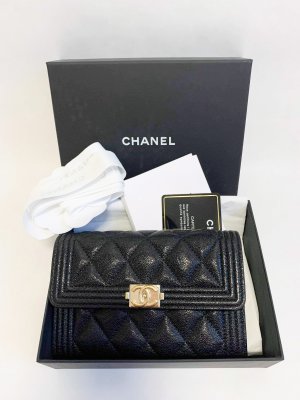 Chanel Boy Flap Wallet Black Caviar SHW