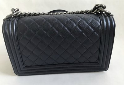 Chanel Boy 10 in Dark blue metallic caviar leather RSHW