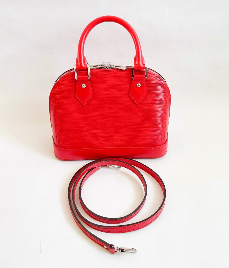Louis Vuitton Red Epi Denim Alma BB White Leather ref.160449